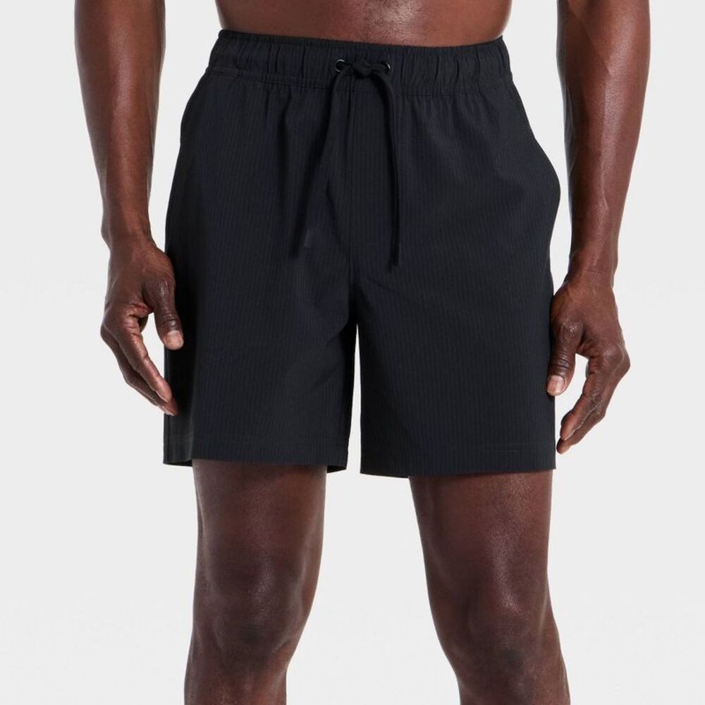 Men's Seersucker Hybrid Shorts - All In Motion Black XS